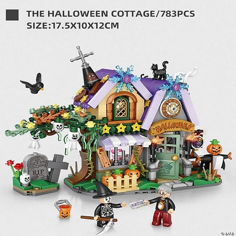No-Name Halloween Cottage Unique Mini Micro Bricks Building Blocks