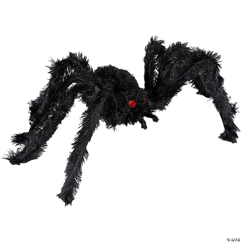 24 Fuzzy Spider with Red Eyes Halloween Decoration