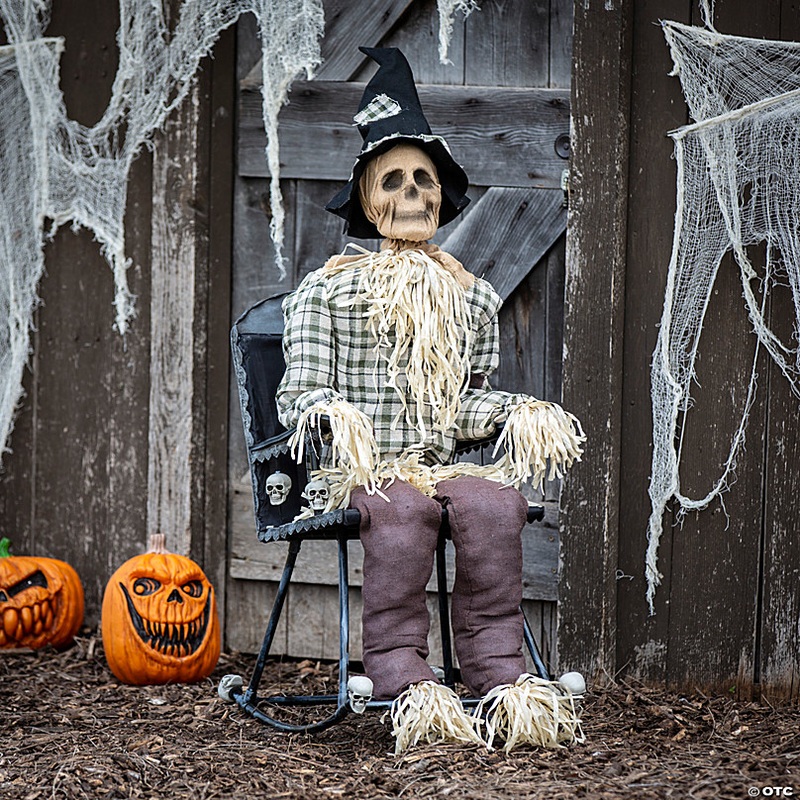 29 1/4 x 47 1/4 Animated Scarecrow on Rocking Chair Halloween Decoration