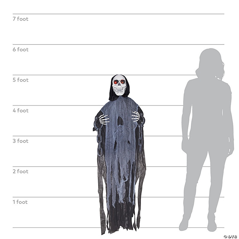 60 Animated Light-Up Hanging Ghost Skeleton in Chains Halloween Decoration