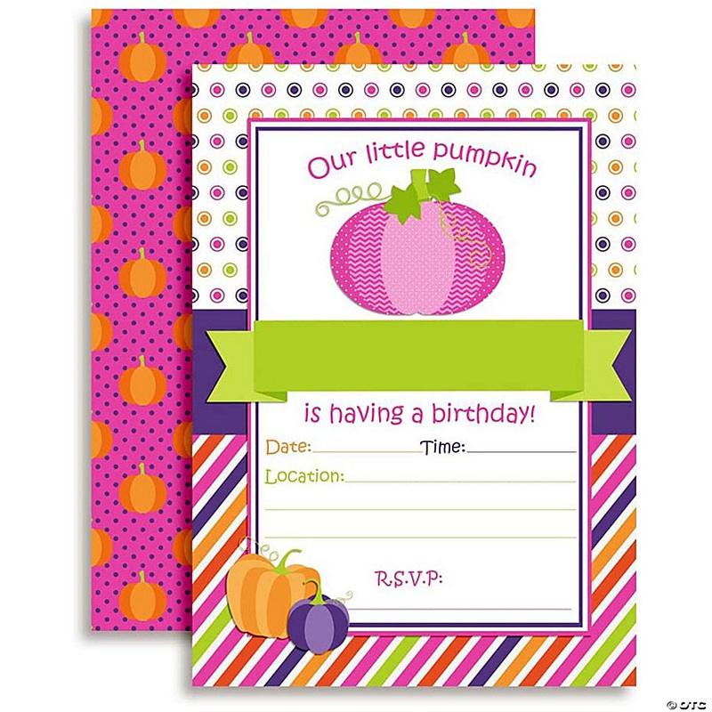 AmandaCreation Pumpkin Birthday Girl Invites 40pc.