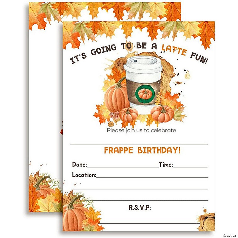 AmandaCreation Pumpkin Spice Latte Birthday Invites 40pc.