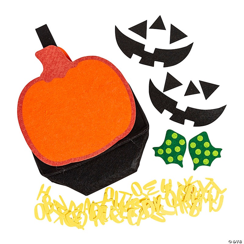 Felt Jack-O-Lantern Halloween Trick-or-Treat Bag Craft Kit - Makes 3