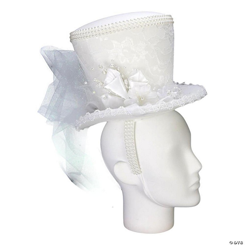 Foam Party Hats Bride Mini Top Hat - Photo Booth Prop - Party Favors -Halloween - Crazy Hat Day