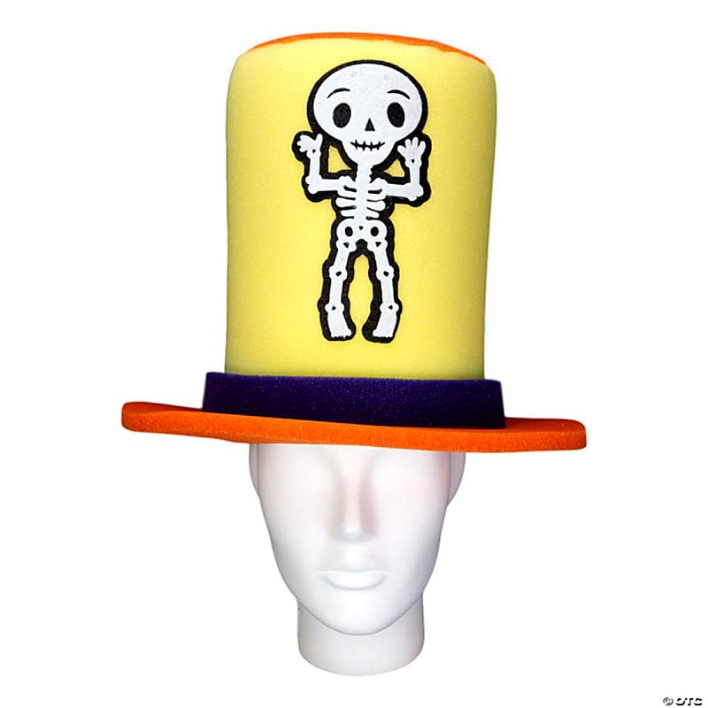 Foam Party Hats Skeleton Top Hat - Photo Booth Prop - Party Favors -Halloween - Crazy Hat Day