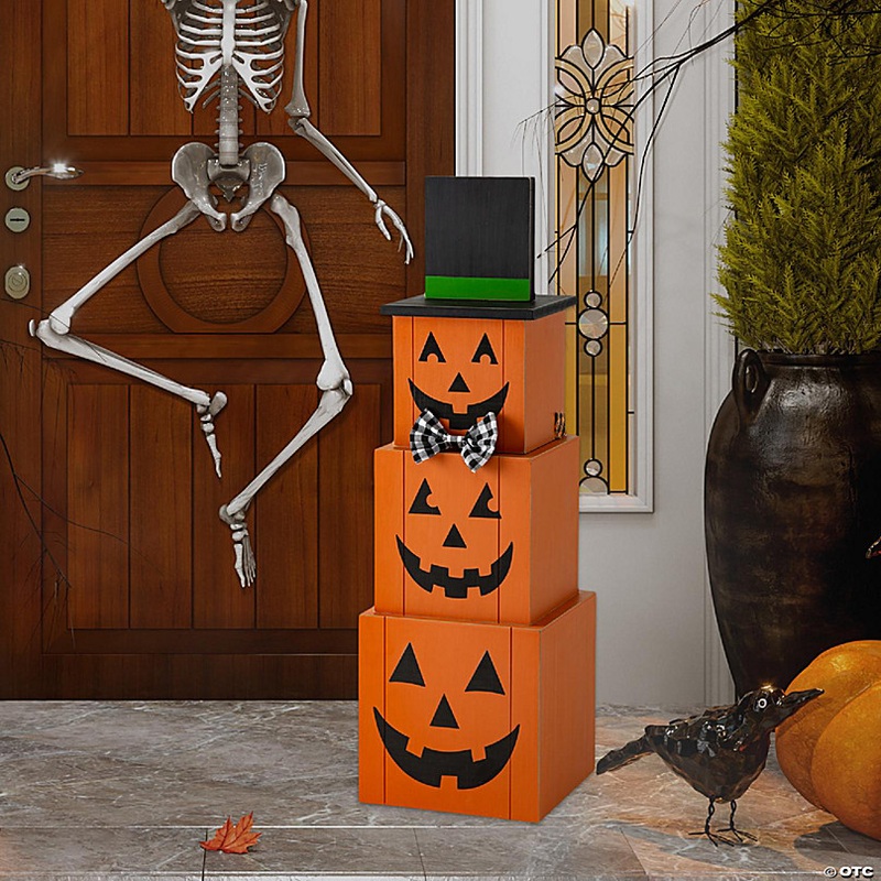 Glitzhome 36H Halloween and Fall Double Sided Wooden Porch Decor