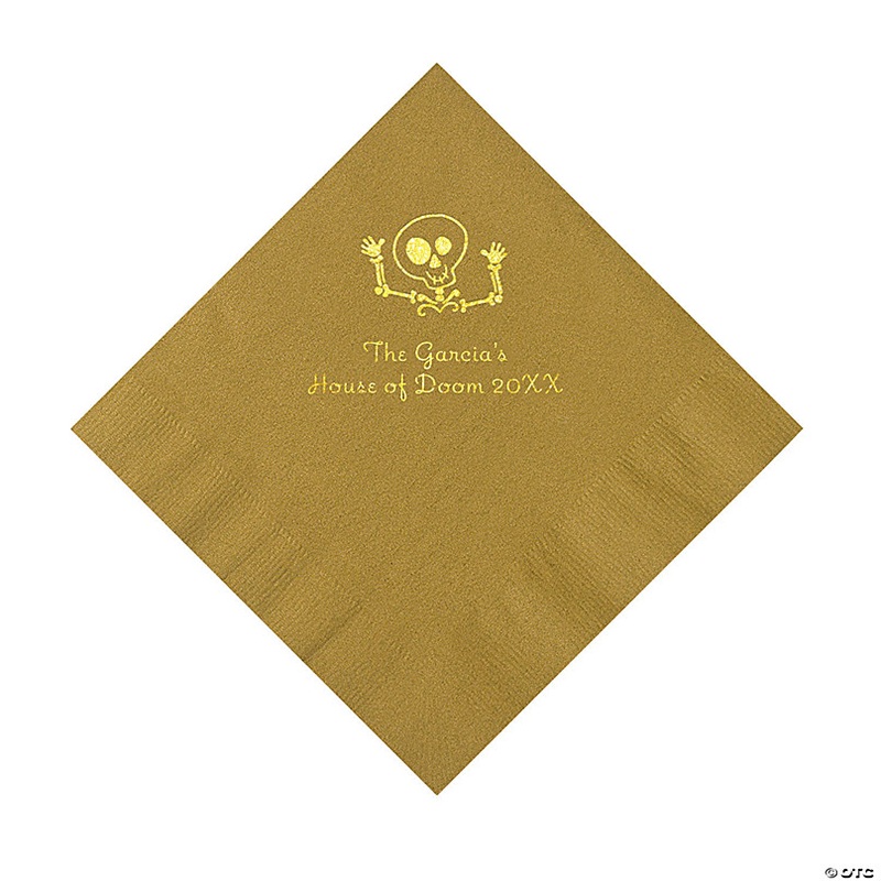 Gold Skeleton Personalized Napkins with Gold Foil - 50 Pc. Luncheon