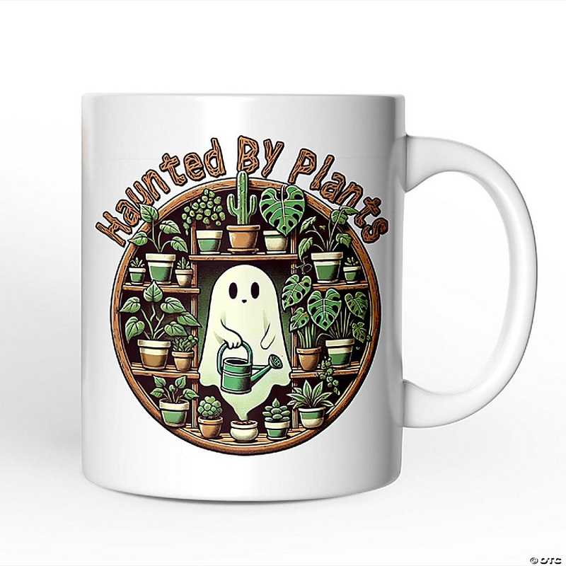 Green Thumb Ghost Halloween Mug, Haunted by Plants, Fun Gardener Gift, OrnamentallyYou