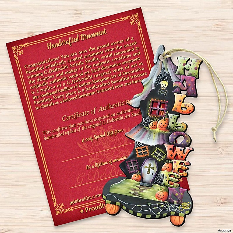 Halloween Candle Holder Wooden Ornament by J. Mills-Price - Thanksgiving Halloween Decor