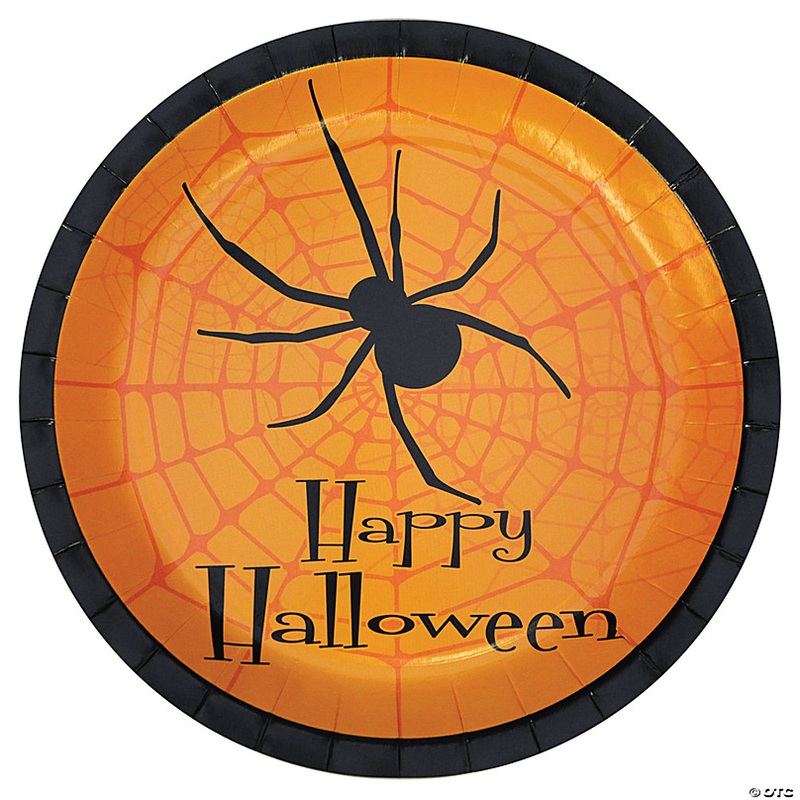 Happy Halloween Spider Party Paper Dinner Plates - 8 Ct.