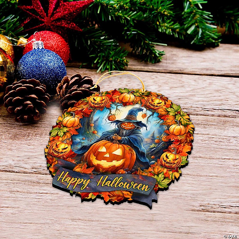Happy Halloween Wreath Ornament by G. Debrekht - Thanksgiving Halloween Decor