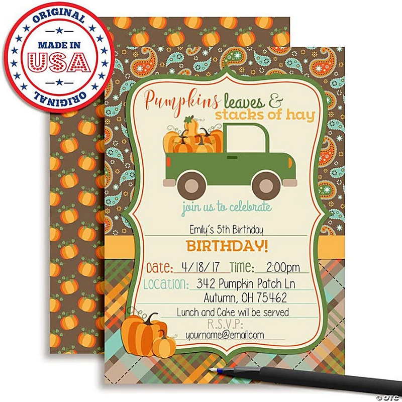 Truck Full of Pumpkins Invitations 40pcs. by AmandaCreation
