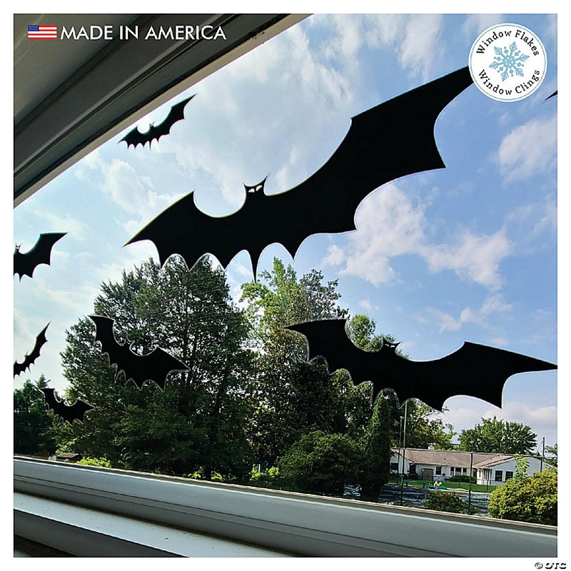 WINDOW FLAKES SET OF 16 HALLOWEEN BAT DECALS DECORATIONS