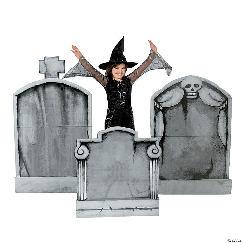 28 1/4 - 47 3/4 Tombstone Cardboard Cutout Stand-Ups Halloween Decorations - 3 Pc.