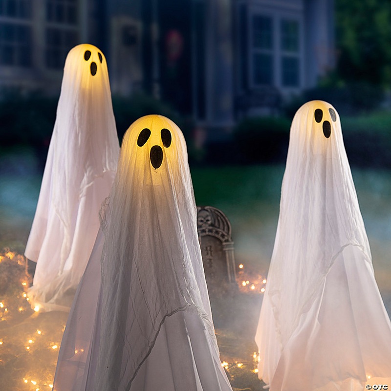 3 Ft. Glowing Face Ghost Trio Halloween Outdoor Yard Decoration - 3 Pc.
