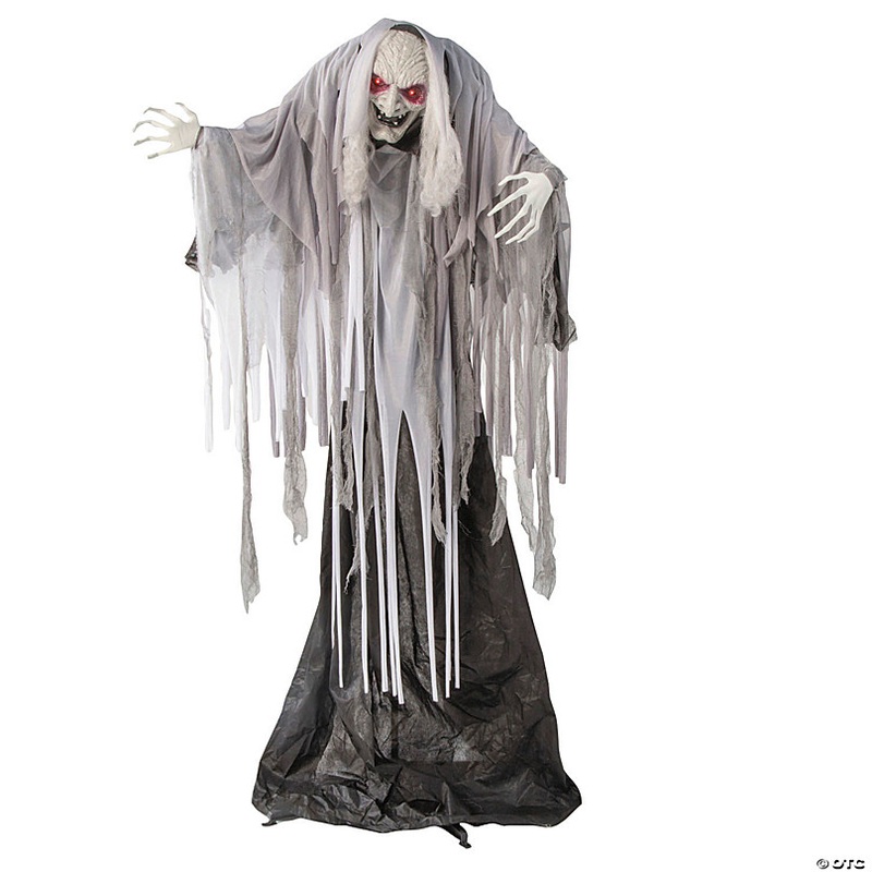 5 Ft. 5 Animated Standing Wrinkled Reaper with Hair Halloween Decoration