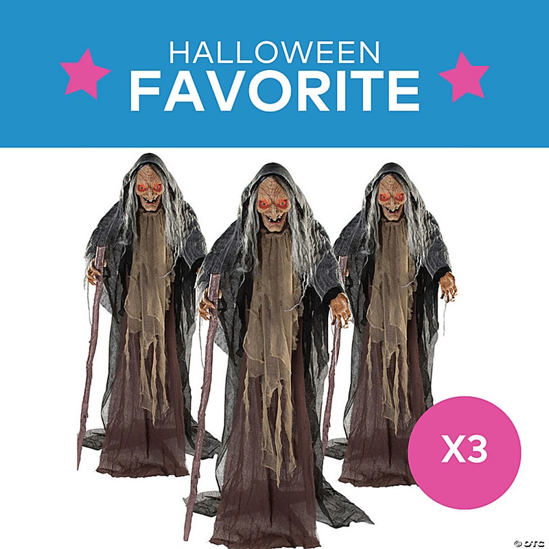 5 Ft. Bulk Animated Witches Standing Halloween Decorations Set - 3 Pc.