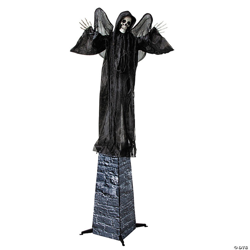 6 Ft. 2 3/4 Skeletal Reaper with Wings Animated Prop Standing Halloween Decoration