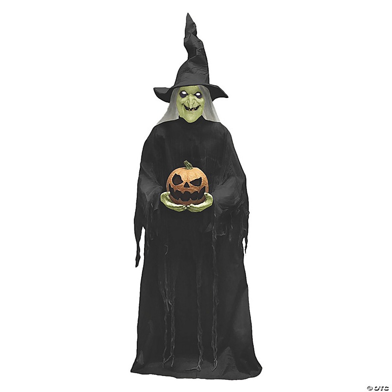 7 Ft. Animated Light-Up Green Witchy Witch Halloween Decoration
