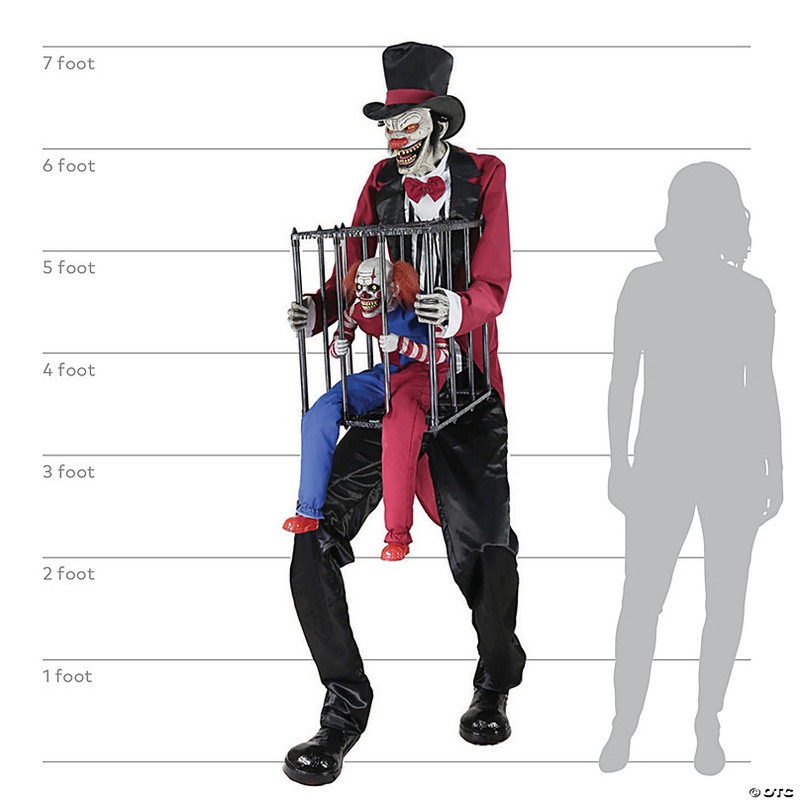 7' Rotten Ringmaster with Caged Clown Halloween Decoration