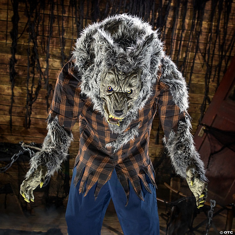 90 Animated Hulking Werewolf in Shirt & Pants Halloween Decoration