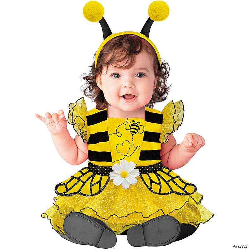 Baby Girl Yellow & Black Polyester Baby Bee Halloween Costume