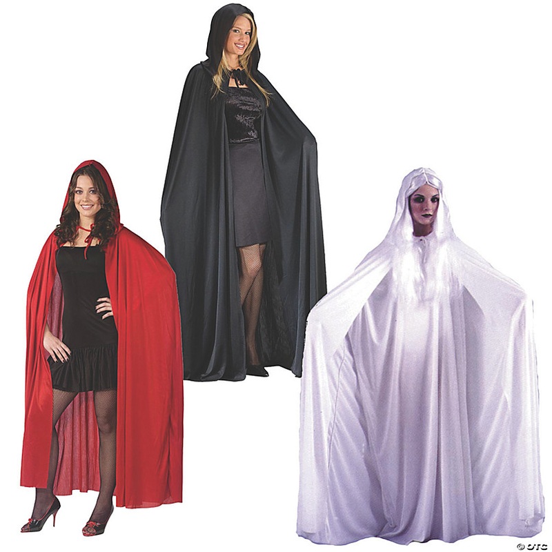 Black Cape Hooded Halloween Costume for Adults