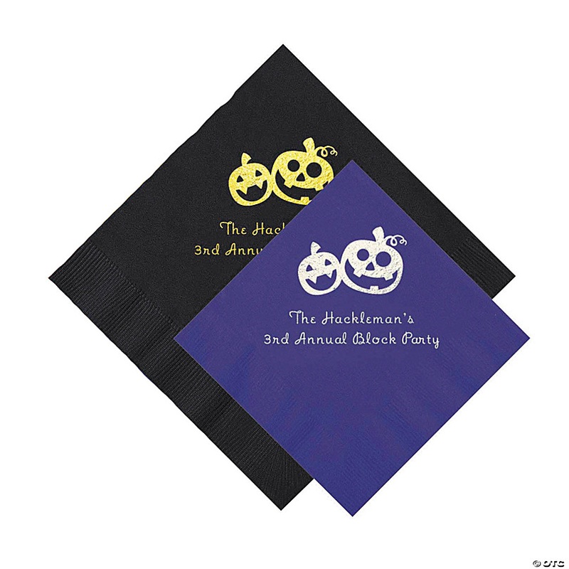 Bulk 50 Ct. Personalized Pumpkin Beverage or Luncheon Napkins