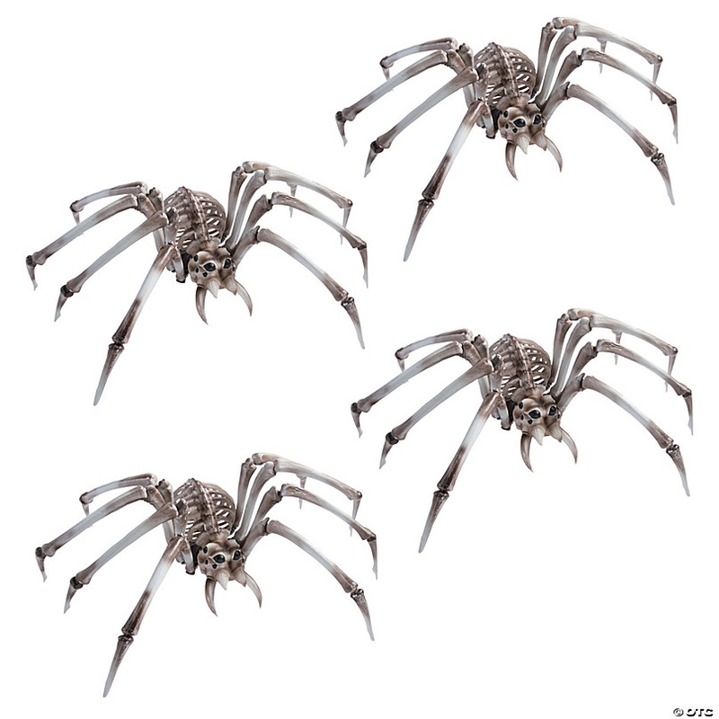 Bulk Giant Skeleton Spider Halloween Decorations - 4 Pc.
