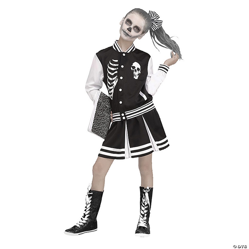 Girl's Black & White Scare Squad Skeleton Costume