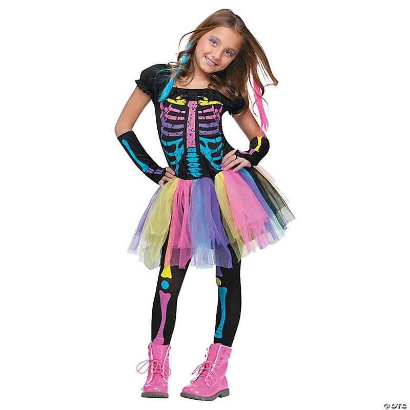 Girls Funky Punk Skeleton Costume