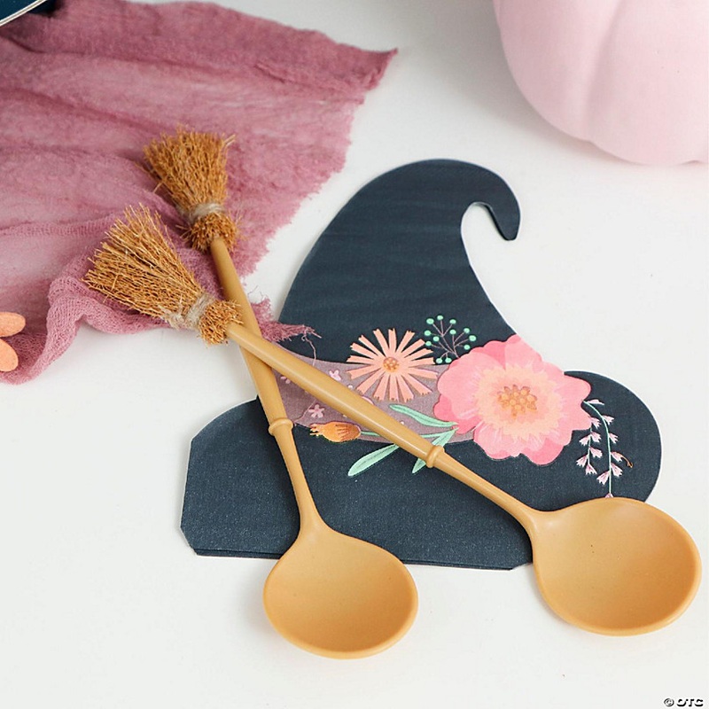 Ma Fete Plastic Halloween Cutlery Set Designed as Witch's Brooms (24pcs)