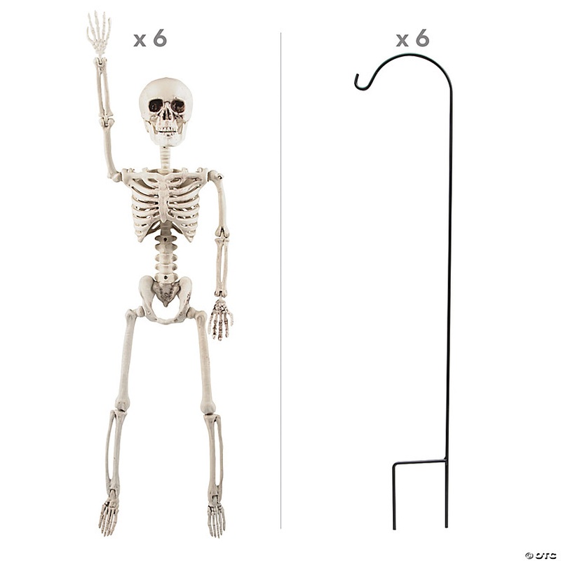 Posable Skeletons & Shepherds Hook Halloween Decorating Kit - 12 Pc.