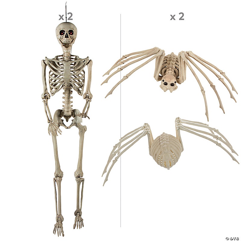 Skeletons Walking Pet Spiders Halloween Decorating Kit - 4 Pc.