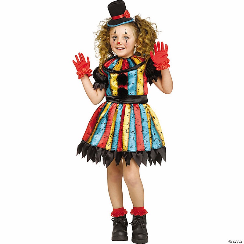 Toddler Colorful Carny Clown Dress Halloween Costume