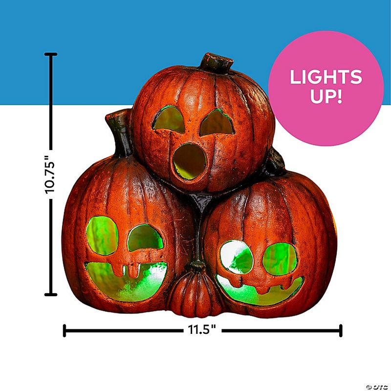 11 1/2 x 10 3/4 Light-Up Jack-O-Lantern Trio Halloween Decoration