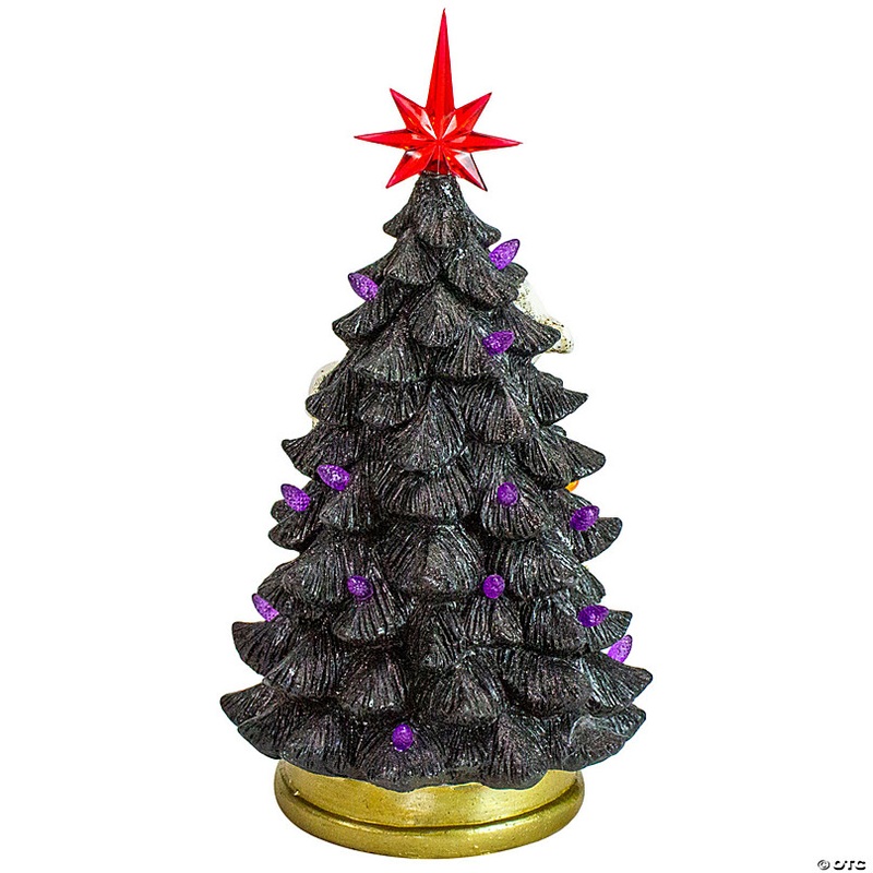 12 Black LED Lighted Skull and Ghost Halloween Tree