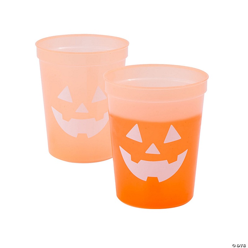 16 oz. Jack-O-Lantern Color Changing Reusable Plastic Tumblers - 12 Ct.