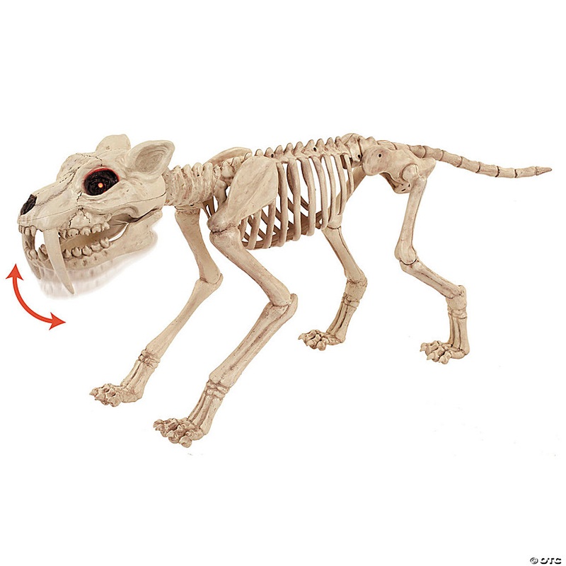 18 1/2 Light-Up Tiger Skeleton Animated Prop Halloween Decoration