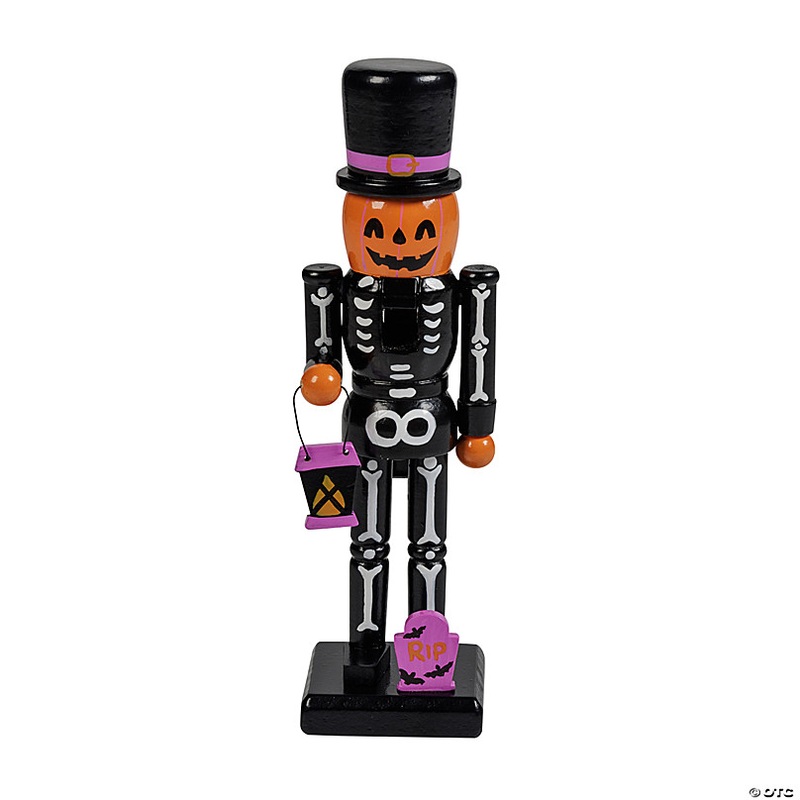3 x 10 Halloween Jack-O-Lantern Wooden Nutcracker Tabletop Decoration