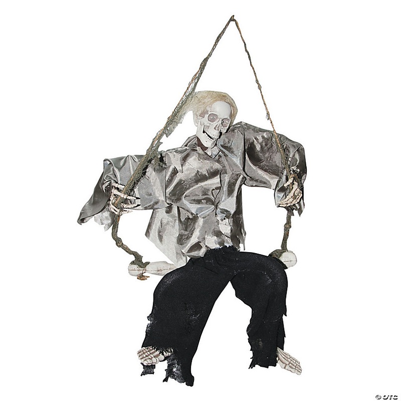 36 Animated Light-Up Kicking Reaper on Swing Halloween Decoration