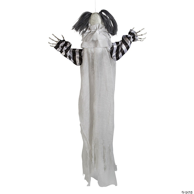43 1/4 Black & White Light-Up Clown Animated Prop Halloween Decoration