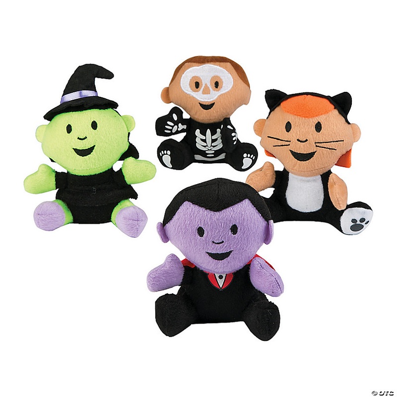 5 Classic Halloween Stuffed Characters with Silly Costume - 12 Pc.