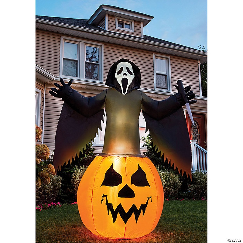 6' Ghost Face Pumpkin Lawn Inflatable Decoration