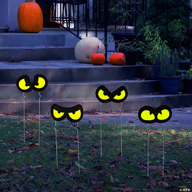 9 1/4 x 5 Mini Halloween Glow-in-the-Dark Eyes Yard Signs - 12 Pc.