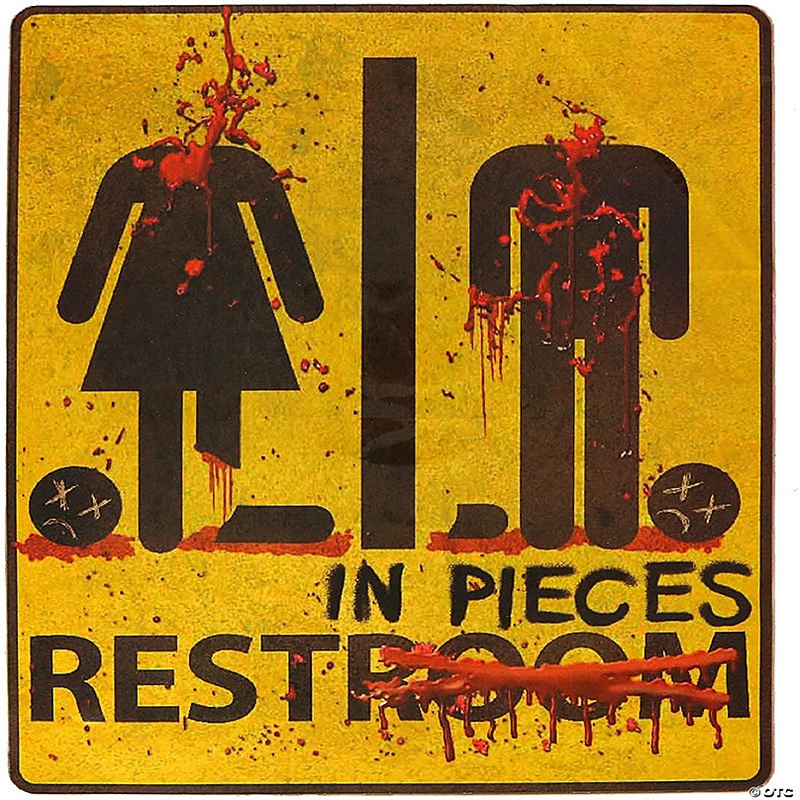 Bloody Restroom Sign Sticker - Halloween, Haunted House and Horror Themed Parties Bathroom Door Decoration
