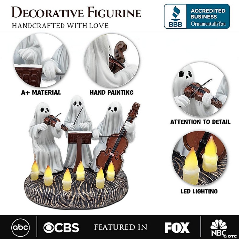 Ghostly Ensemble Trio Lighted Spooky Home Figurine, 5.5 LED Haunted Halloween Ghost Statue, OrnamentallyYou