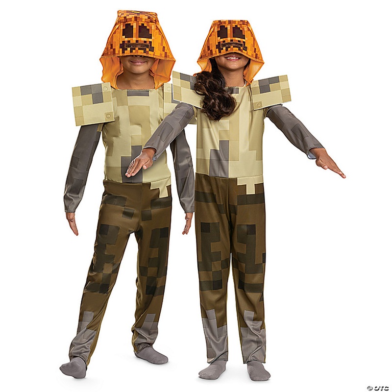 Kids Classic Minecraft Husk Jack -O'-Lantern Hooded Jumpsuit Costume