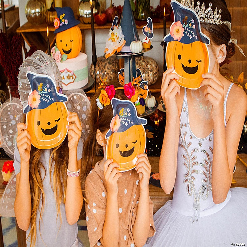 Ma Fete Halloween Pumpkin Paper Dessert Plates (8)