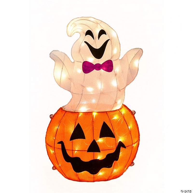 National Tree Company 24 in. Pre-Lit Pumpkin and Ghost